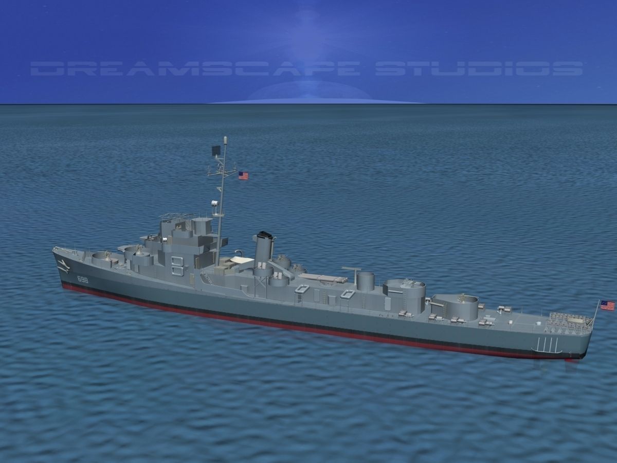 Destroyer Escort DE-698 USS Raby 3D model_7
