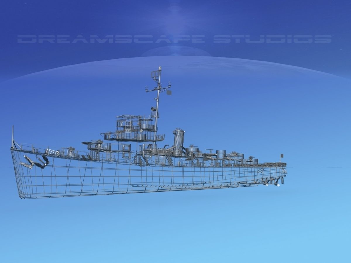 Destroyer Escort DE-789 USS Tatum 3D model_12