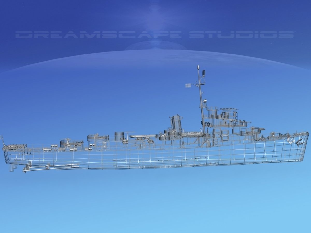 Destroyer Escort DE-789 USS Tatum 3D model_11