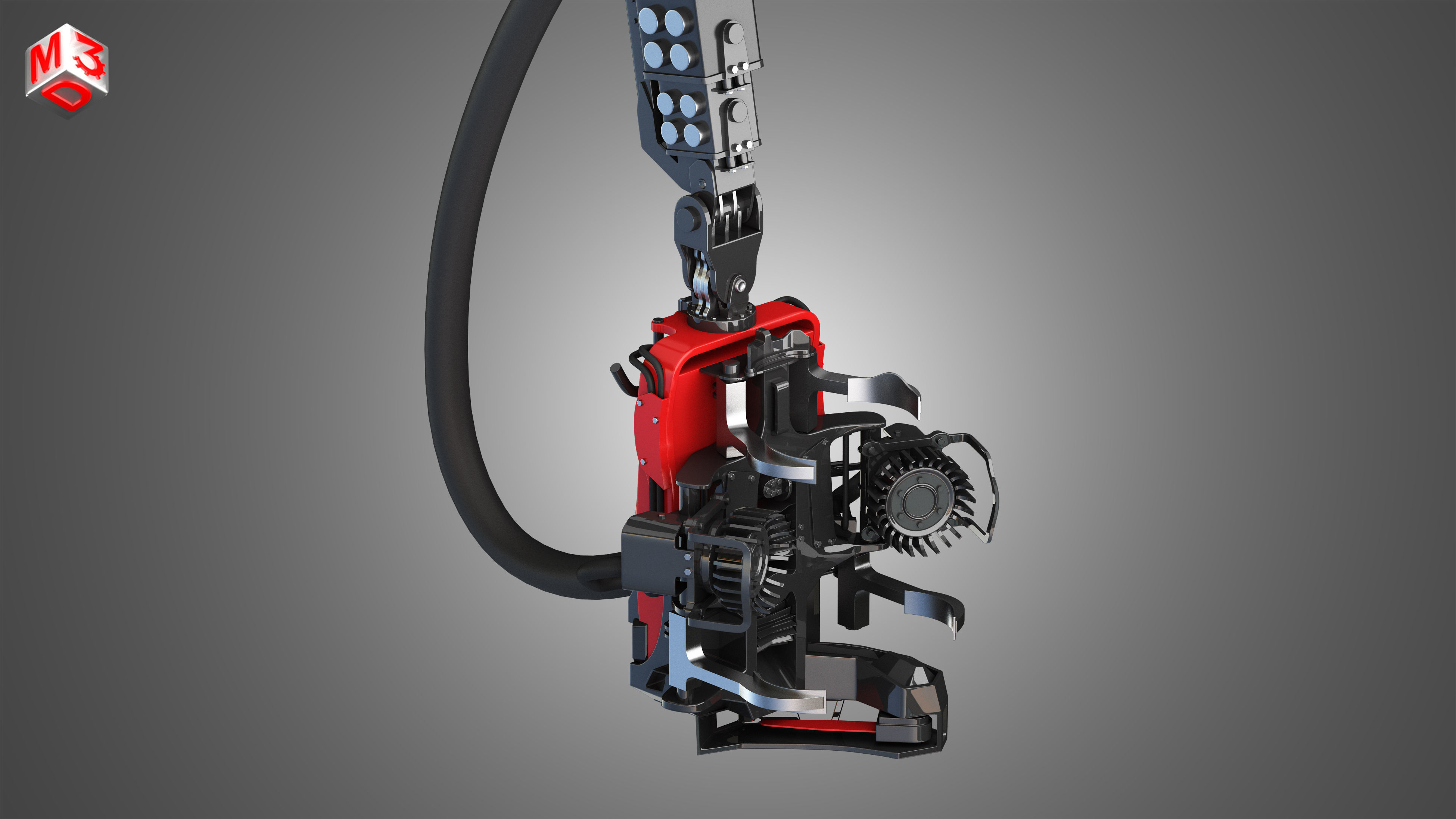 Forwarder Crane Coordinate System with Harvester Head 3D model_17