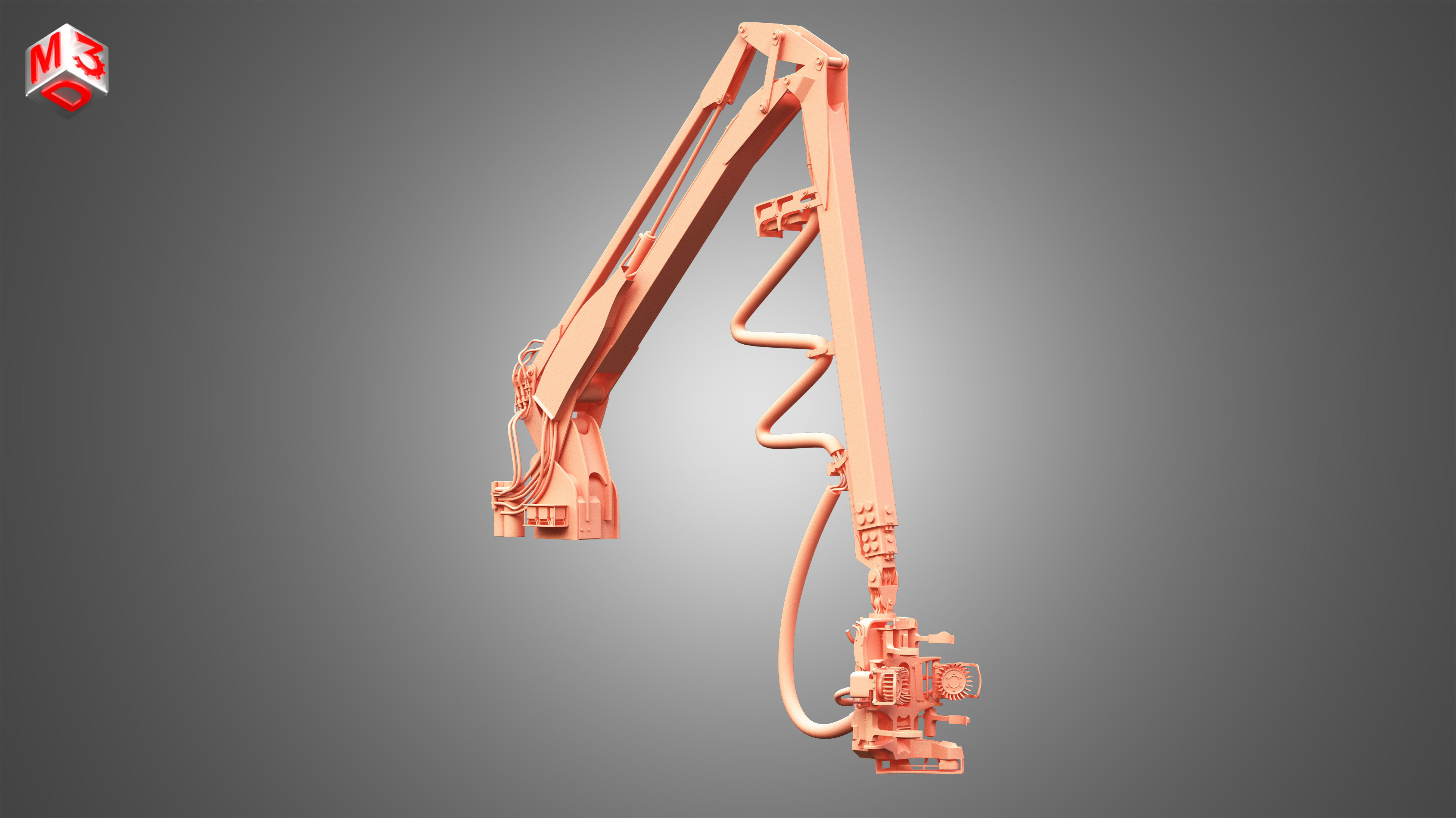 Forwarder Crane Coordinate System with Harvester Head 3D model_23