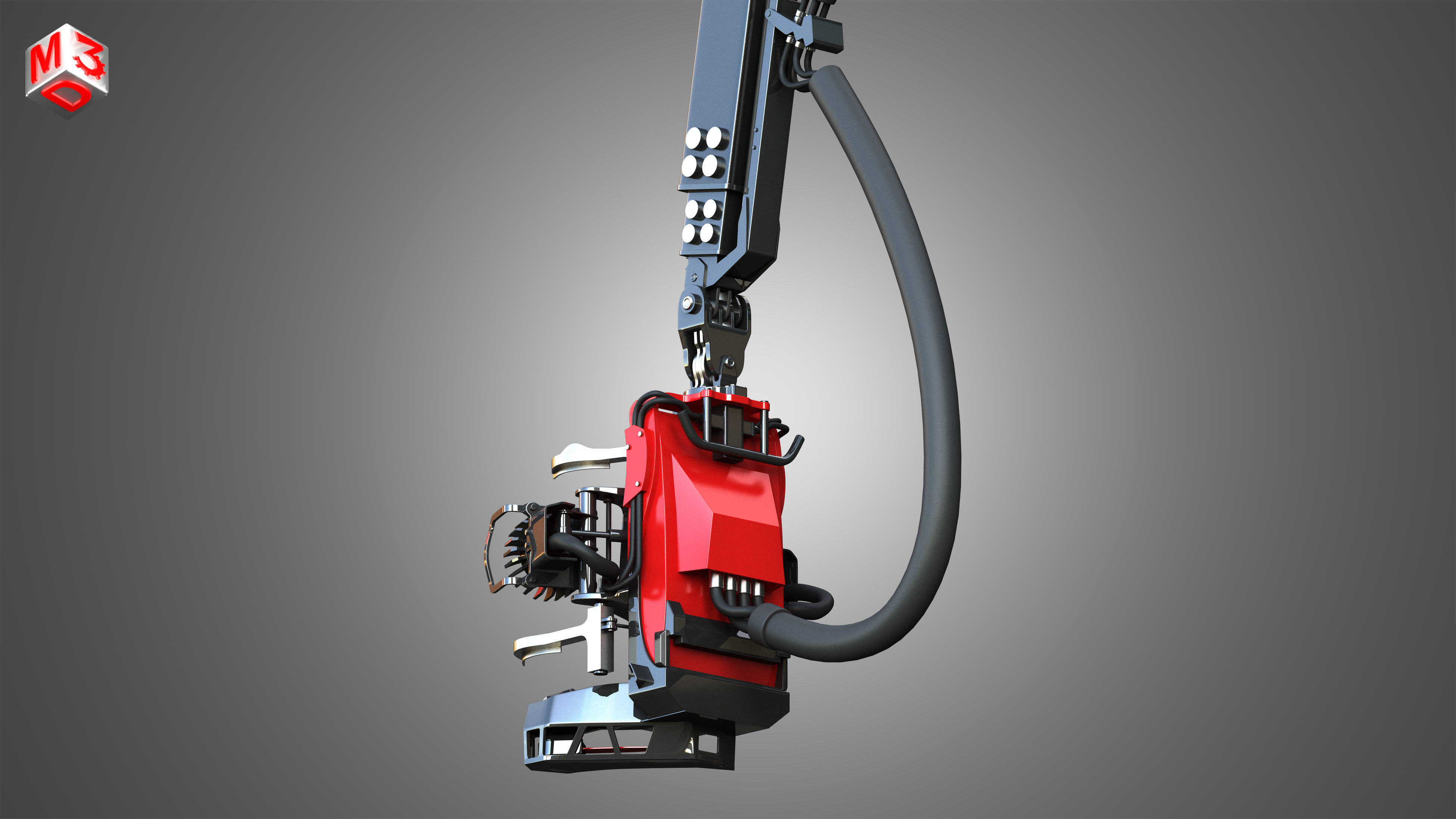 Forwarder Crane Coordinate System with Harvester Head 3D model_13