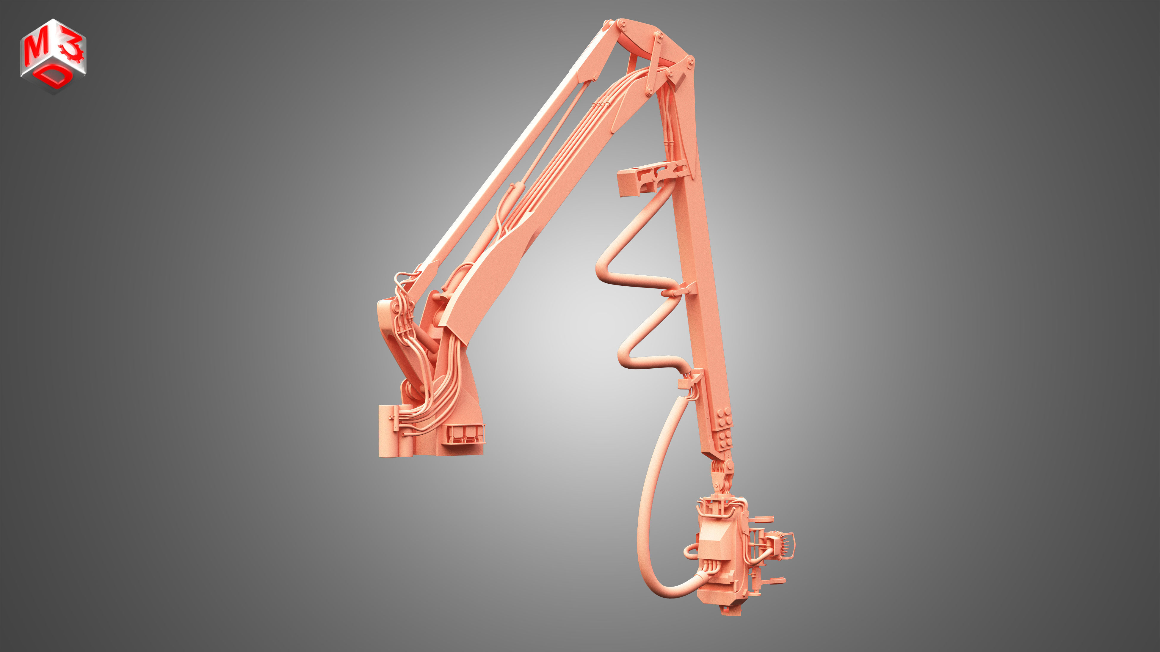 Forwarder Crane Coordinate System with Harvester Head 3D model_25