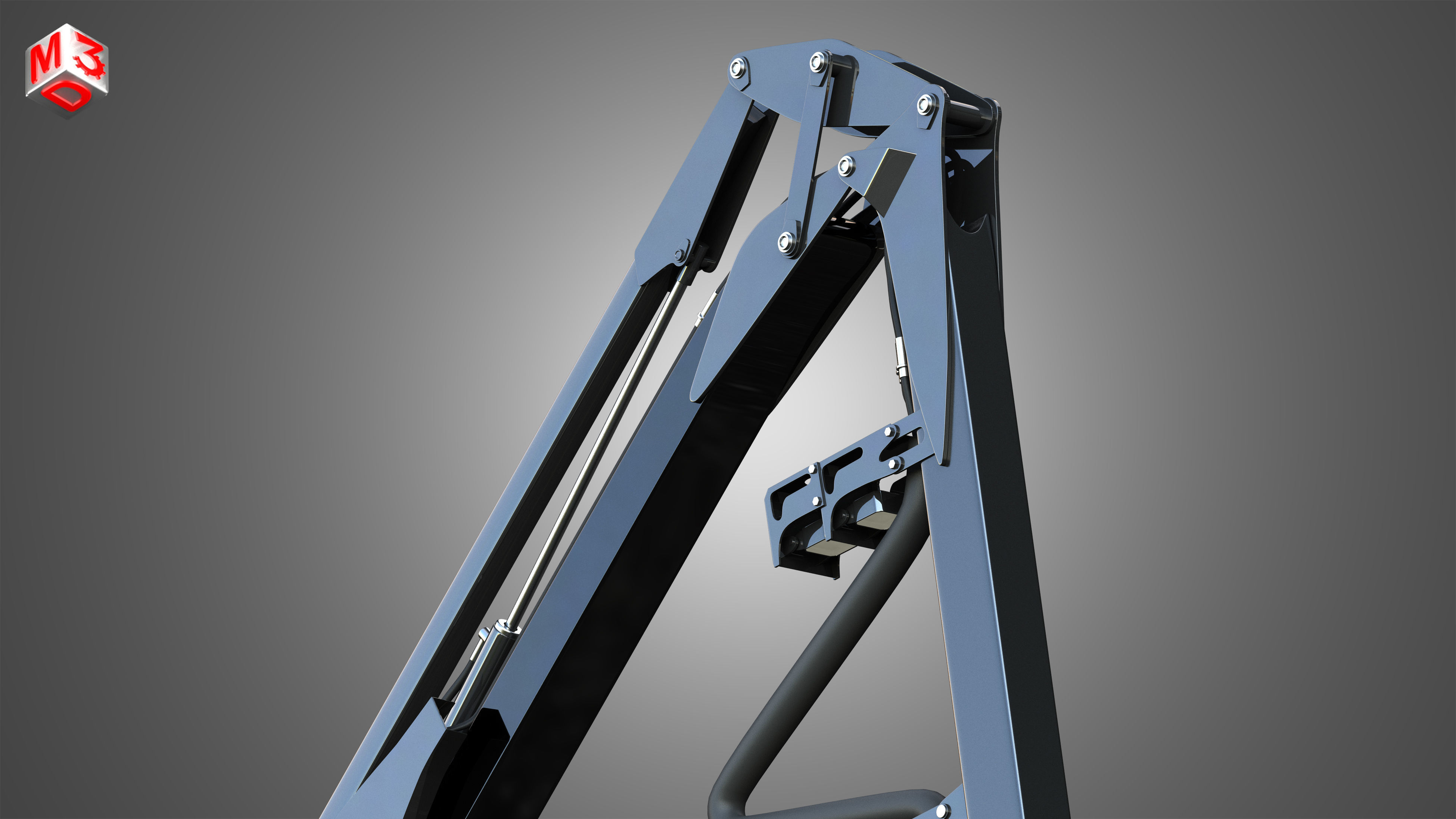 Forwarder Crane Coordinate System with Harvester Head 3D model_11