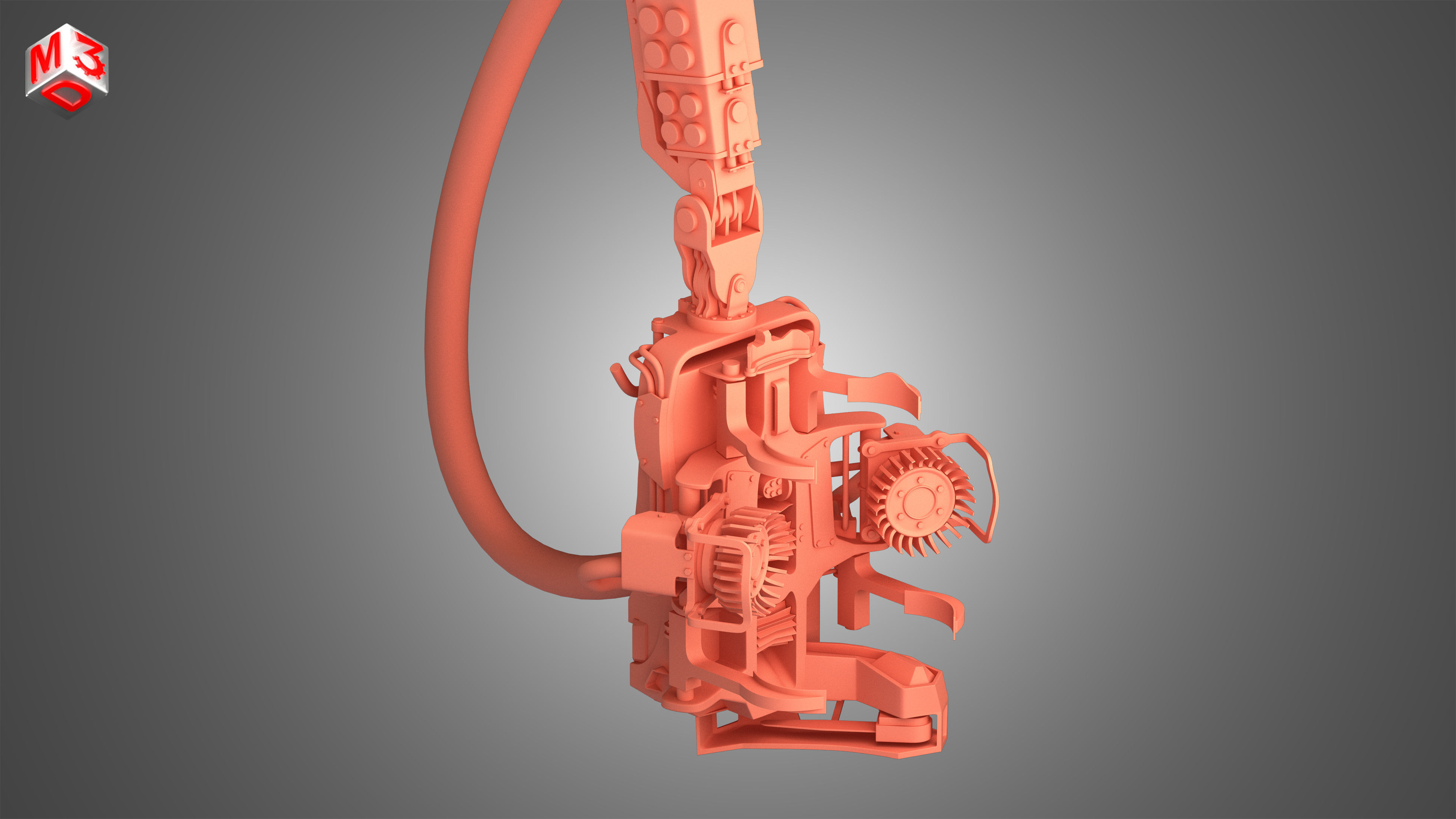 Forwarder Crane Coordinate System with Harvester Head 3D model_18