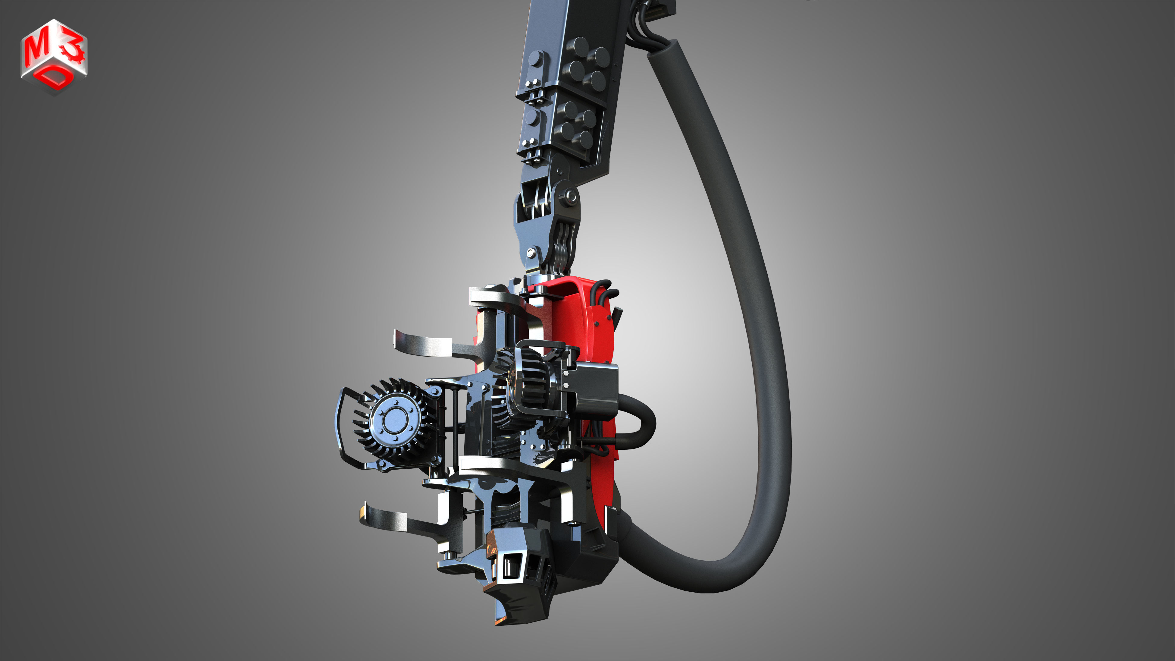 Forwarder Crane Coordinate System with Harvester Head 3D model_15