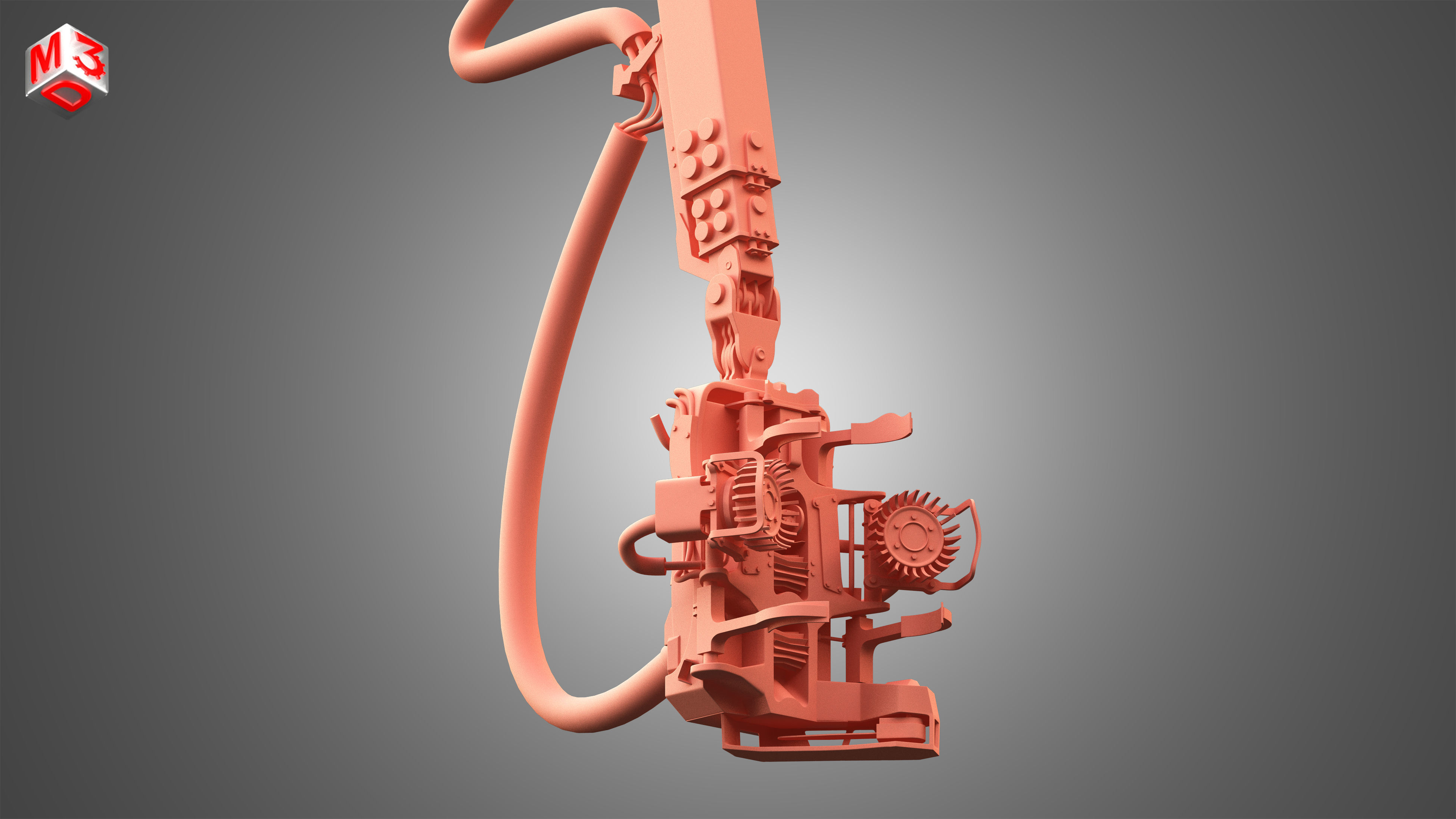 Forwarder Crane Coordinate System with Harvester Head 3D model_21