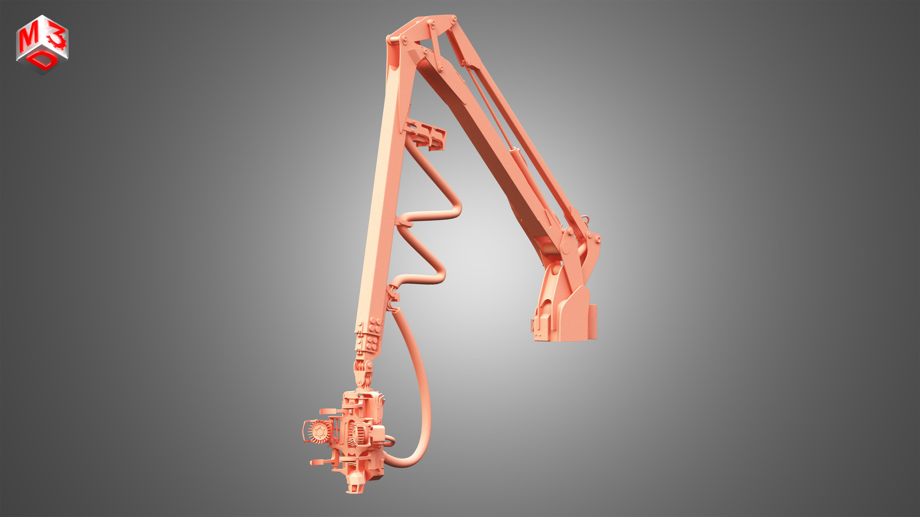 Forwarder Crane Coordinate System with Harvester Head 3D model_22
