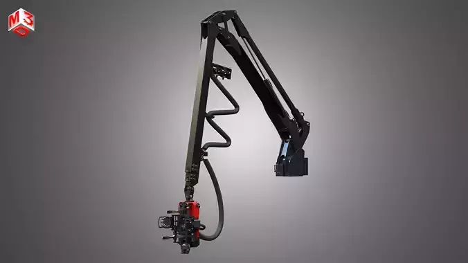 Forwarder Crane Coordinate System with Harvester Head 3D model