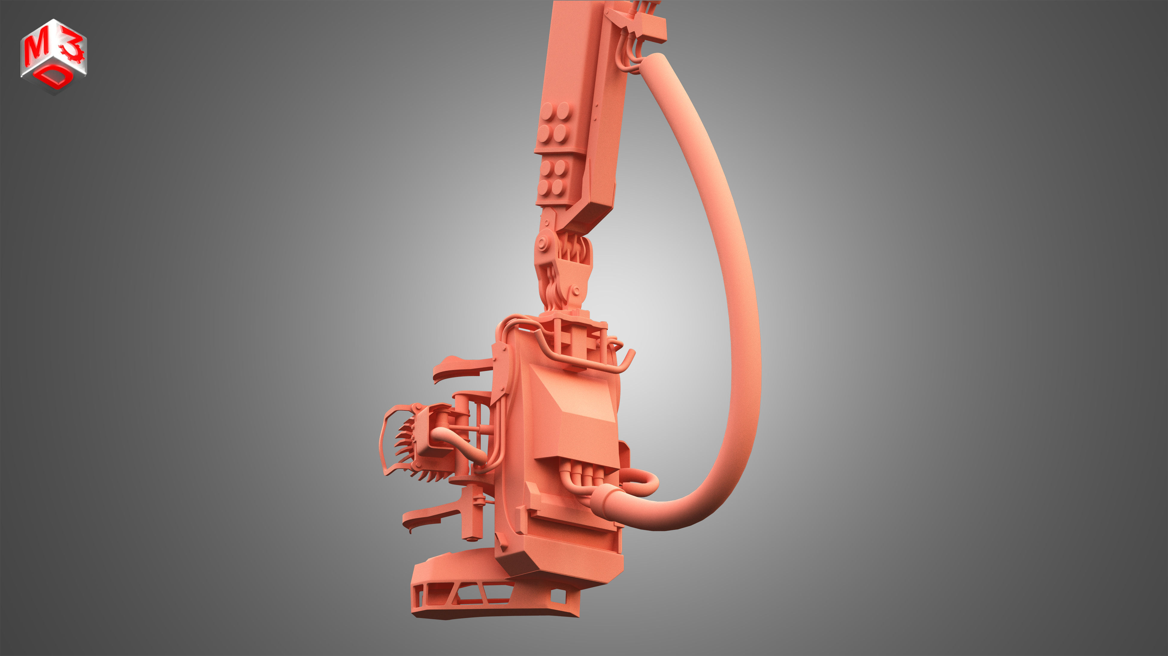 Forwarder Crane Coordinate System with Harvester Head 3D model_20