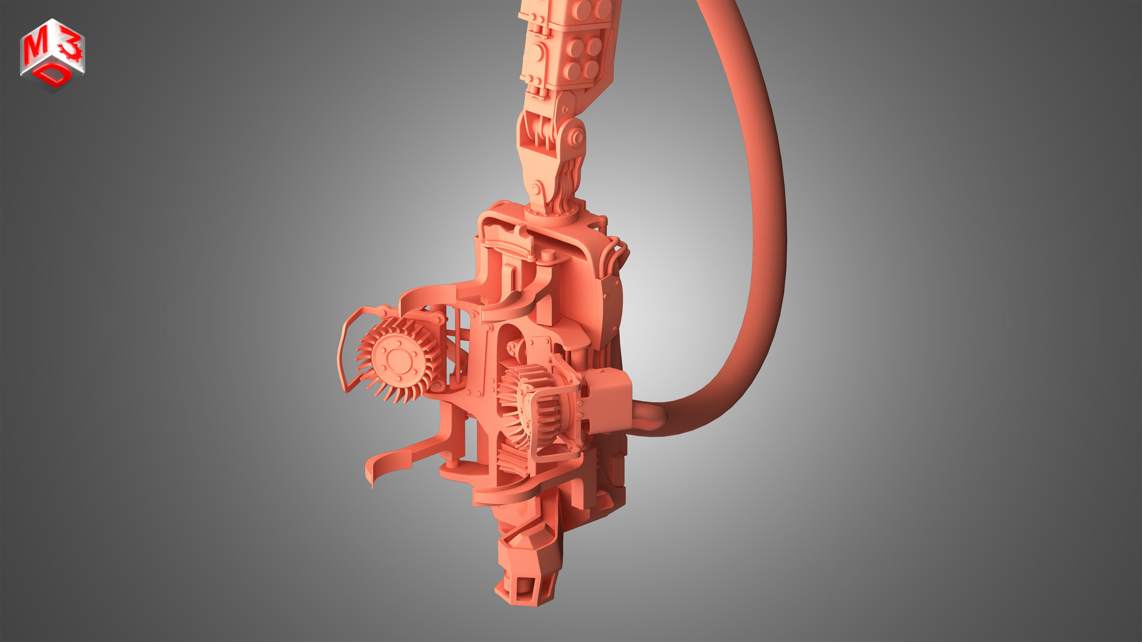 Forwarder Crane Coordinate System with Harvester Head 3D model_19