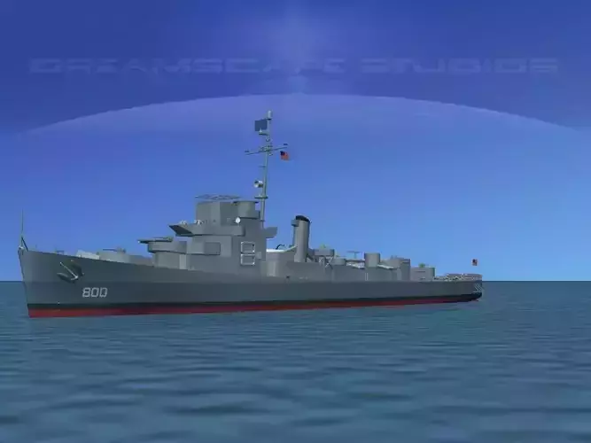 Destroyer Escort DE-800 USS Jack W Wilke 3D model