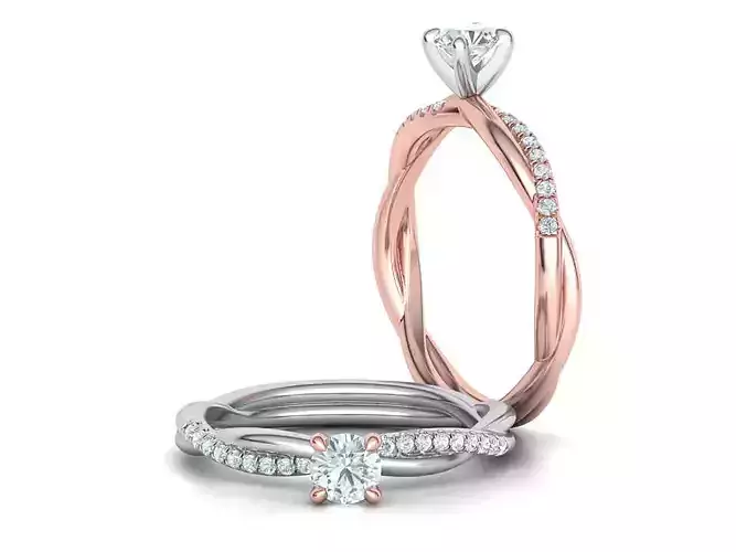 Gorgeous rope style twisted engagement ring 4mm stone 3dmodel 3D print model