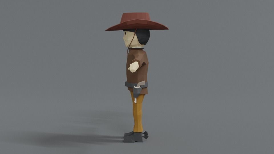 Low Poly Cartoon Cowboy Low-poly 3D model_2