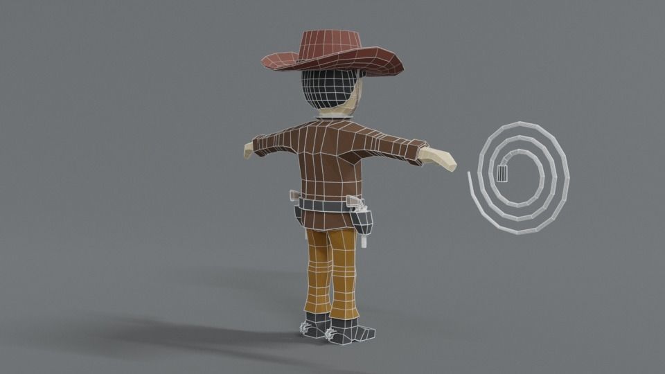 Low Poly Cartoon Cowboy Low-poly 3D model_14