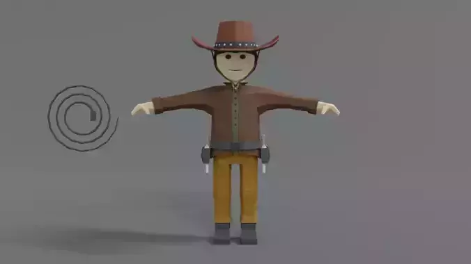 Low Poly Cartoon Cowboy