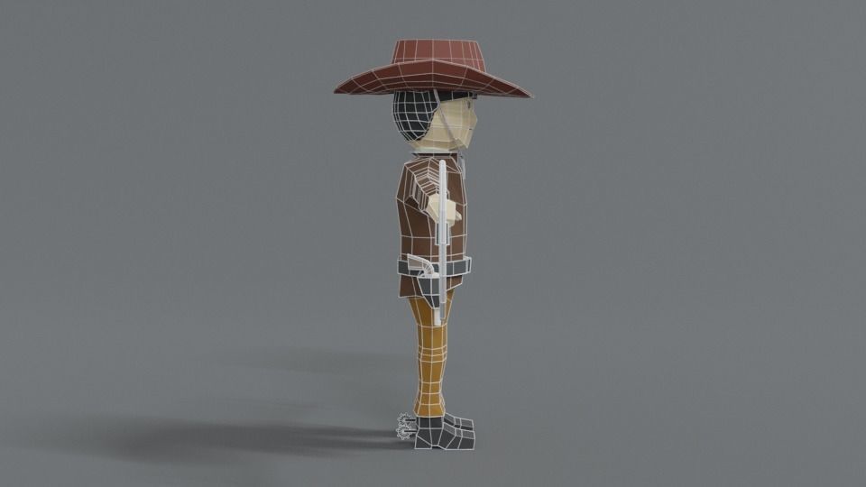 Low Poly Cartoon Cowboy Low-poly 3D model_15