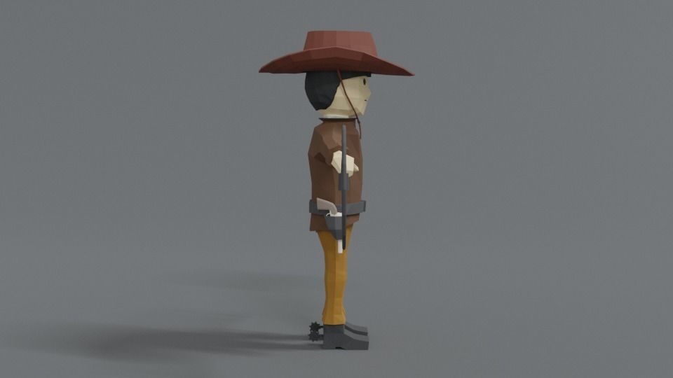 Low Poly Cartoon Cowboy Low-poly 3D model_6