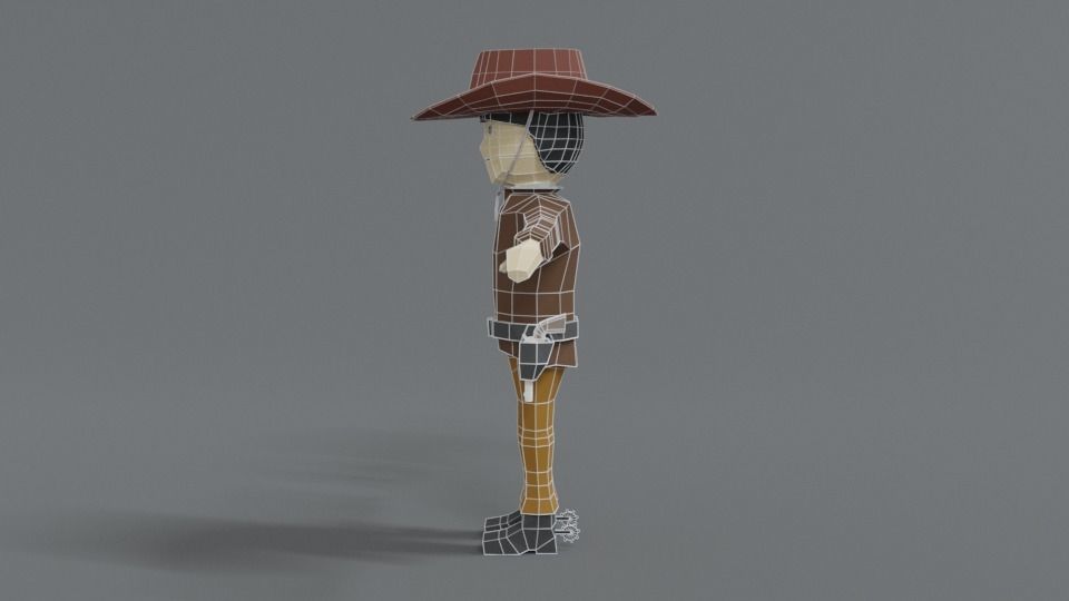 Low Poly Cartoon Cowboy Low-poly 3D model_11