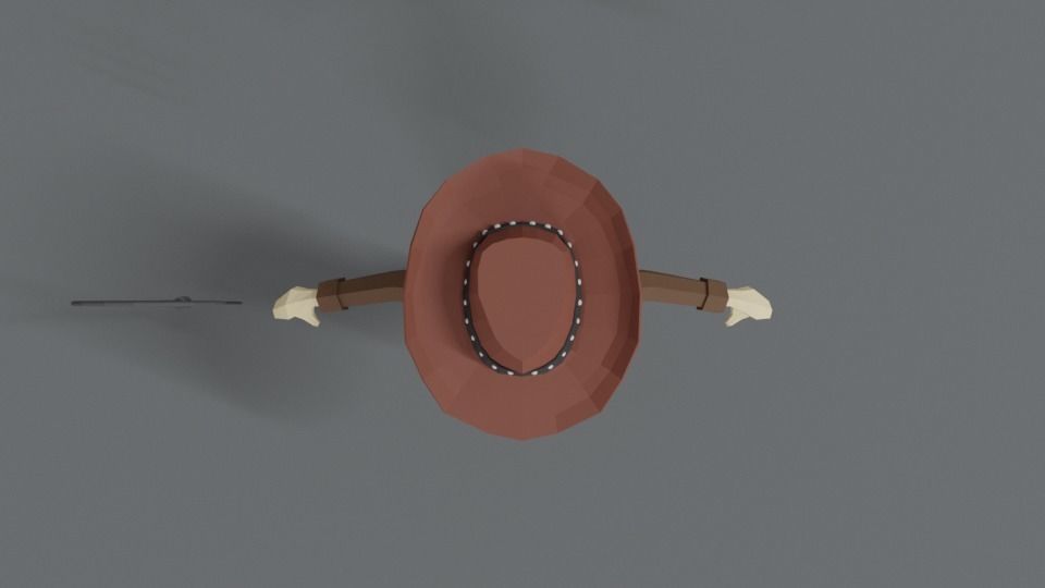 Low Poly Cartoon Cowboy Low-poly 3D model_8