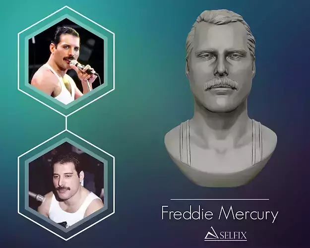 Freddie Mercury 3D printable portrait  3D print model