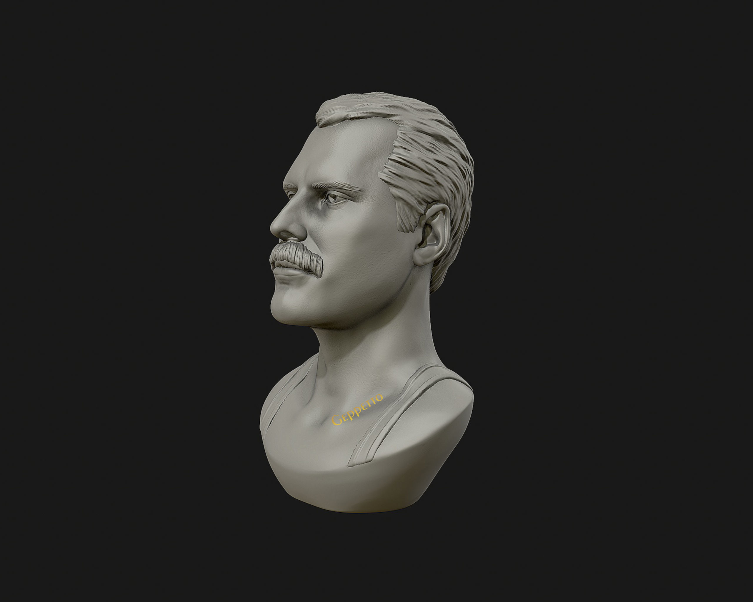 Freddie Mercury 3D printable portrait 3D print model_9