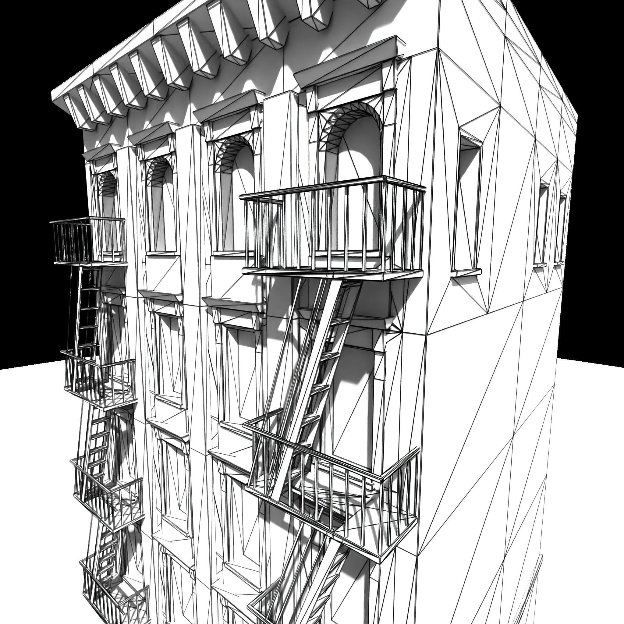 Nyc Building 12 type 2 Low-poly 3D model_16