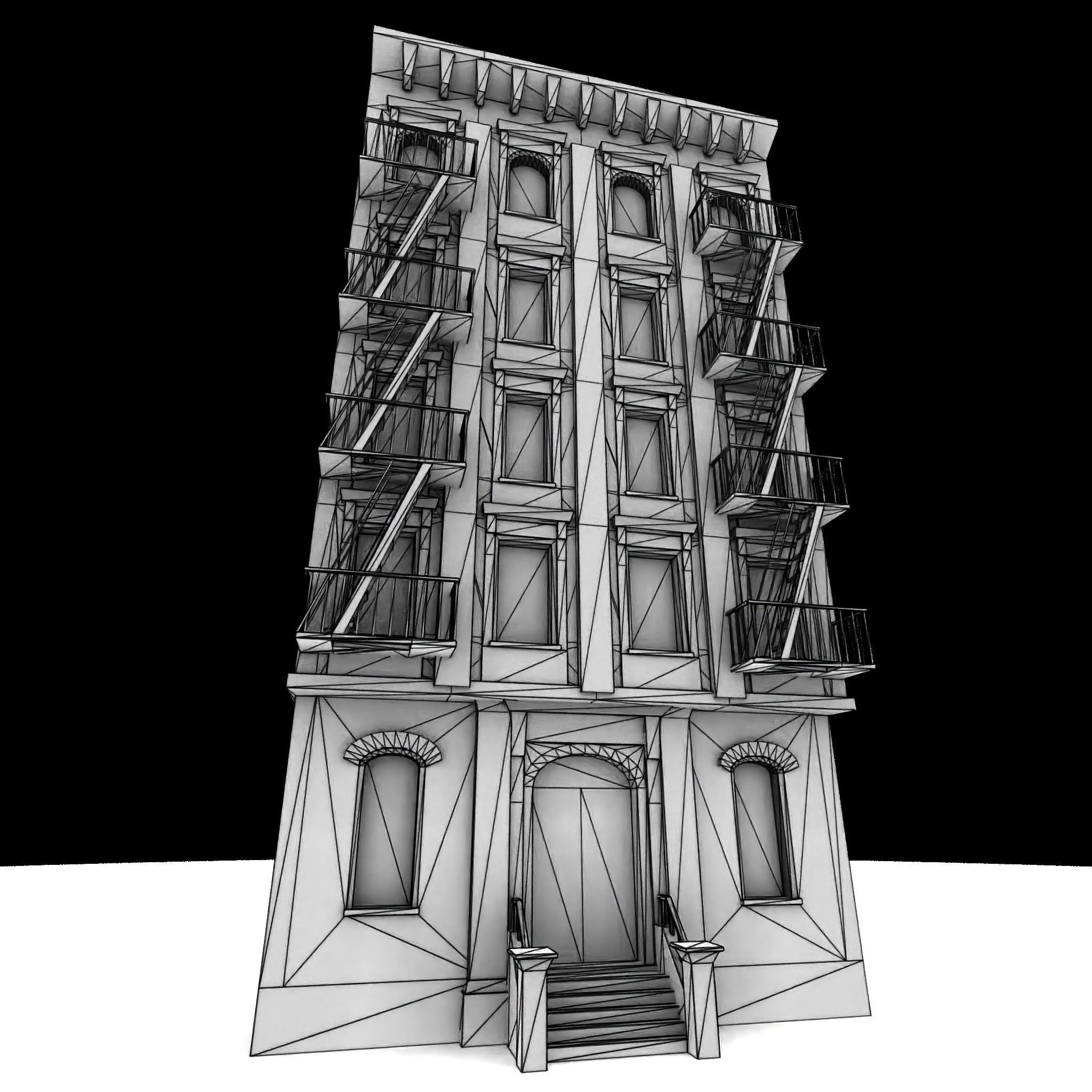 Nyc Building 12 type 2 Low-poly 3D model_8
