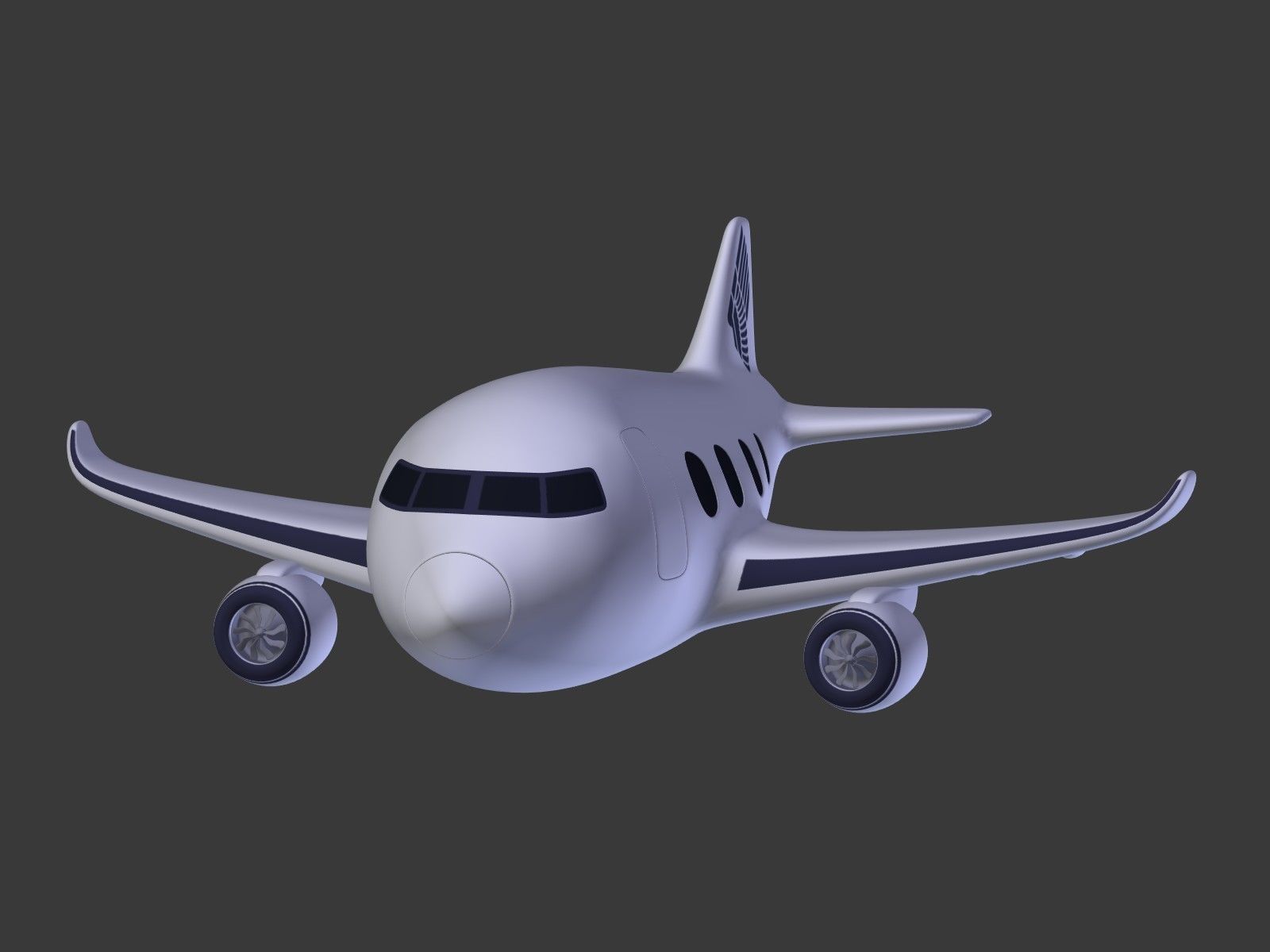 Cartoon Plane Low-poly 3D model_6