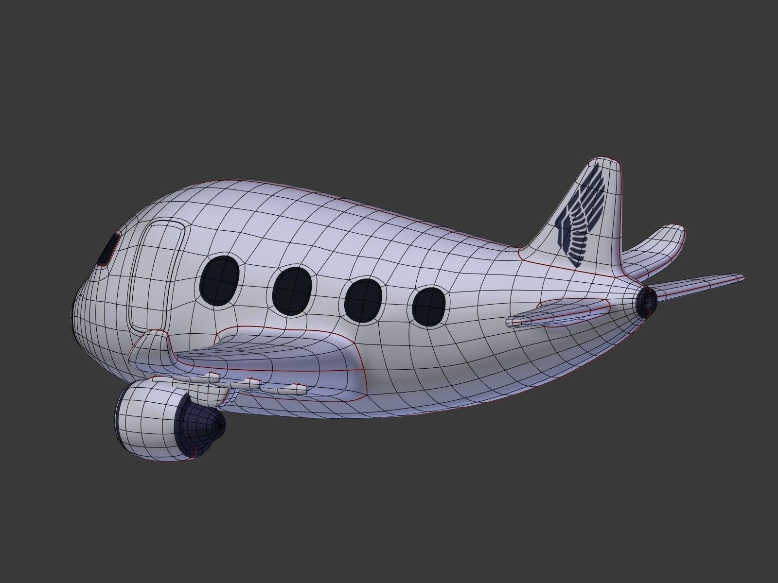Cartoon Plane Low-poly 3D model_15