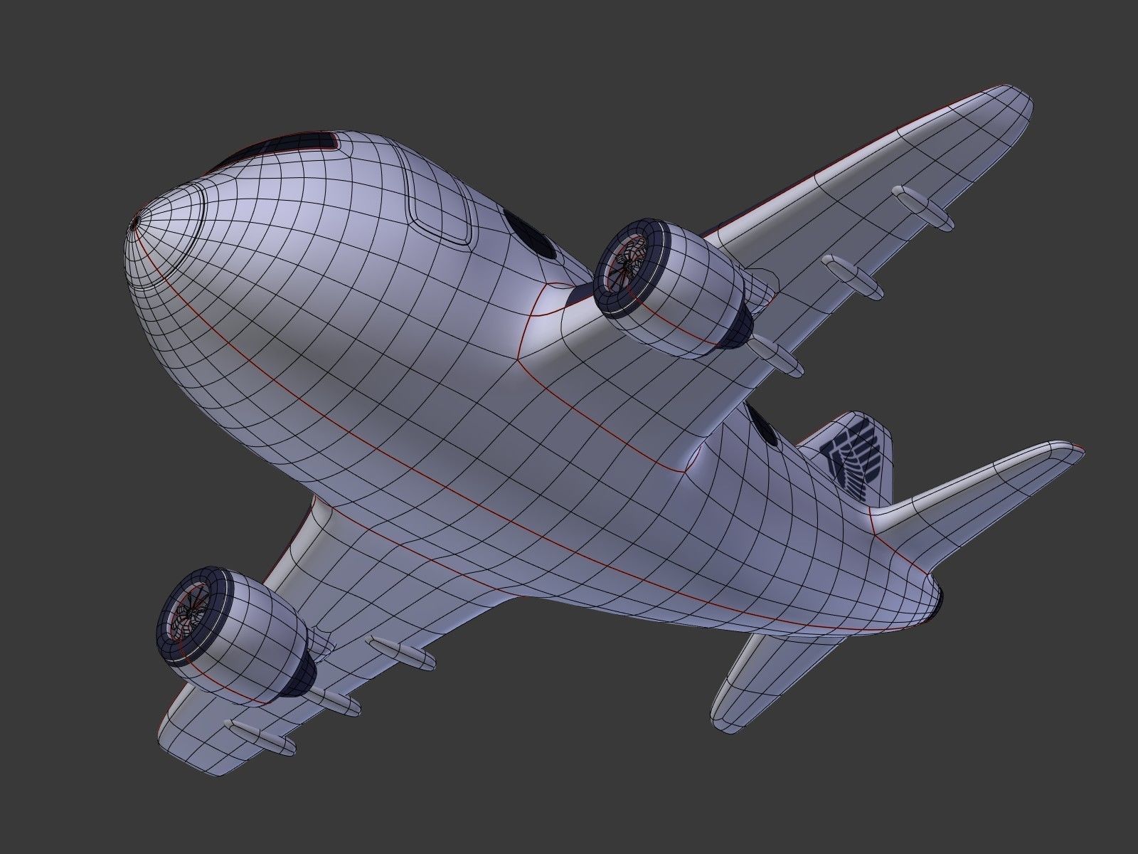 Cartoon Plane Low-poly 3D model_13