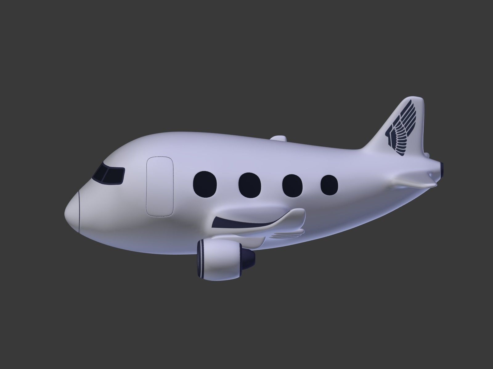Cartoon Plane Low-poly 3D model_4