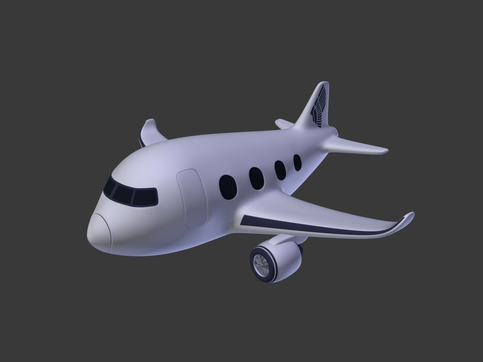 Cartoon Plane Low-poly 3D model_1