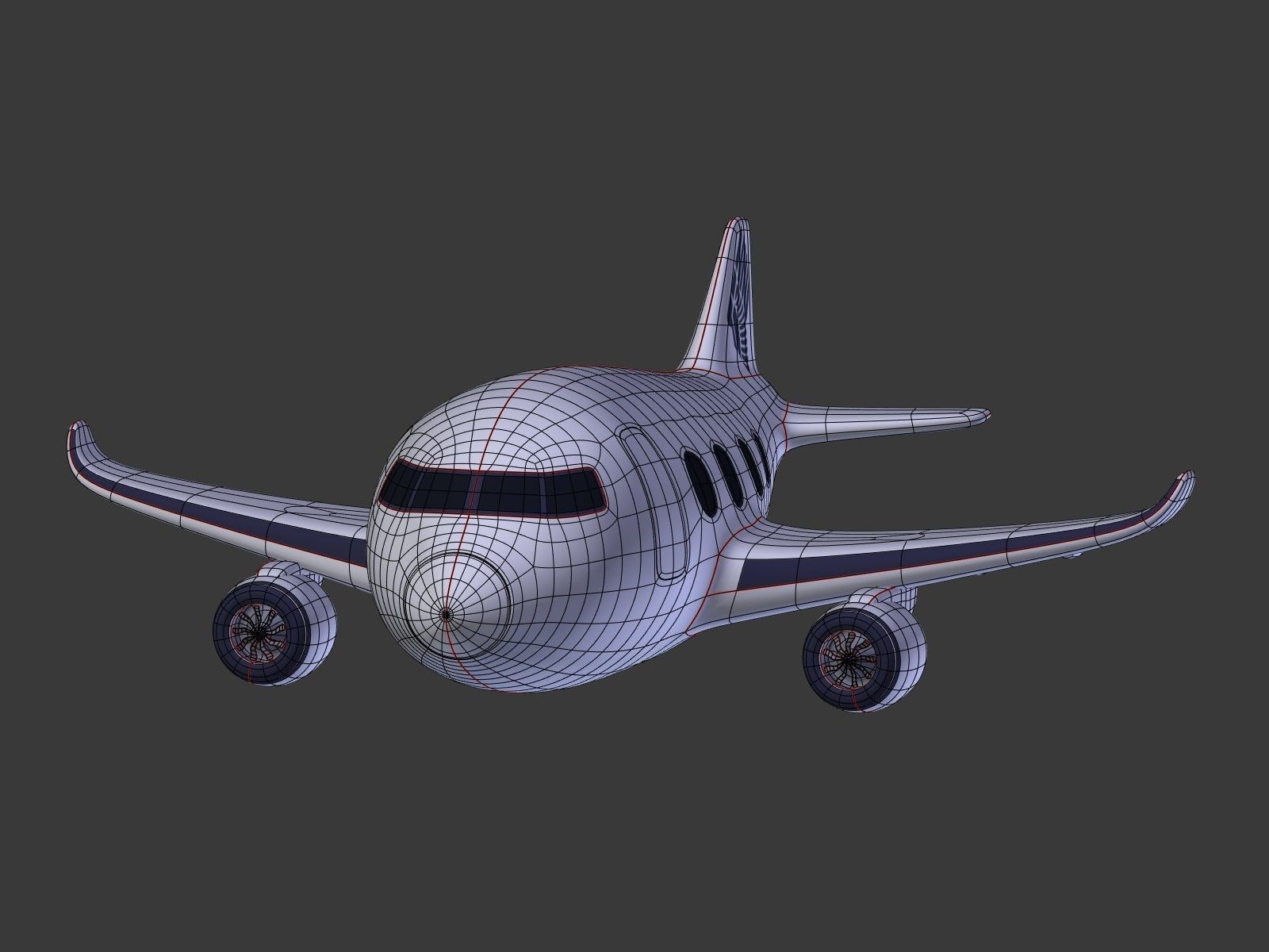 Cartoon Plane Low-poly 3D model_7