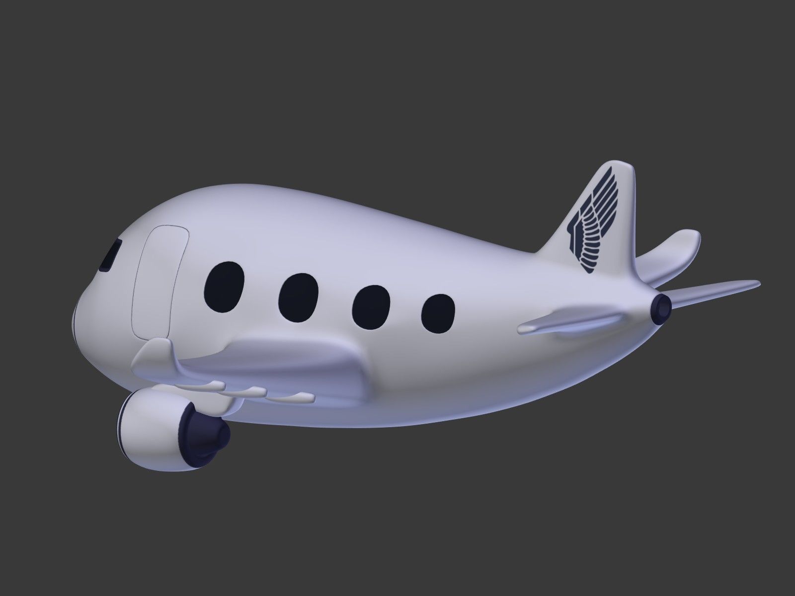 Cartoon Plane Low-poly 3D model_14
