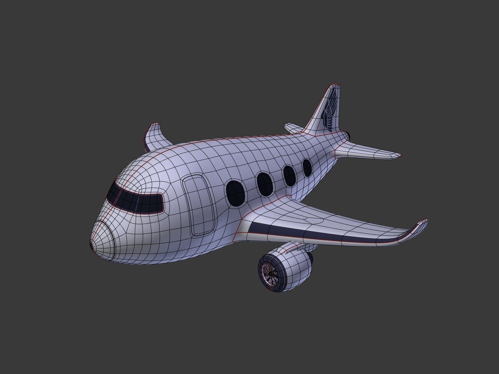 Cartoon Plane Low-poly 3D model_2