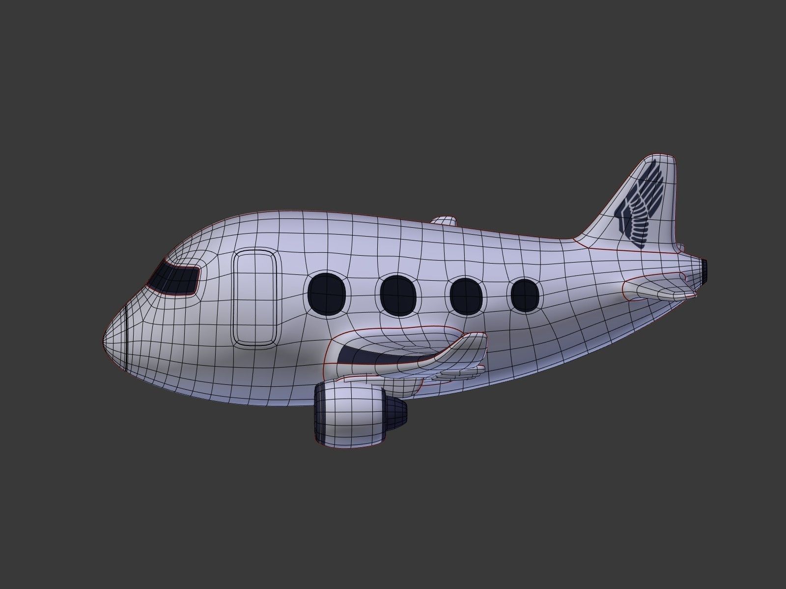 Cartoon Plane Low-poly 3D model_5