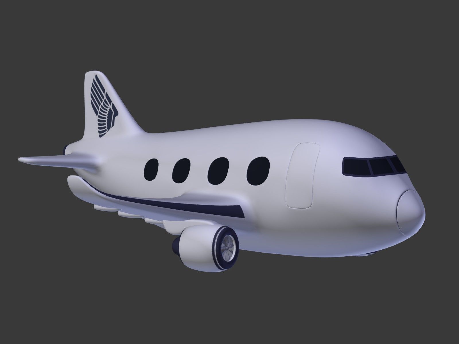Cartoon Plane Low-poly 3D model_16