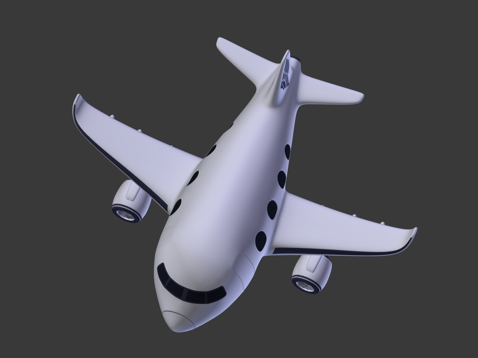 Cartoon Plane Low-poly 3D model_10