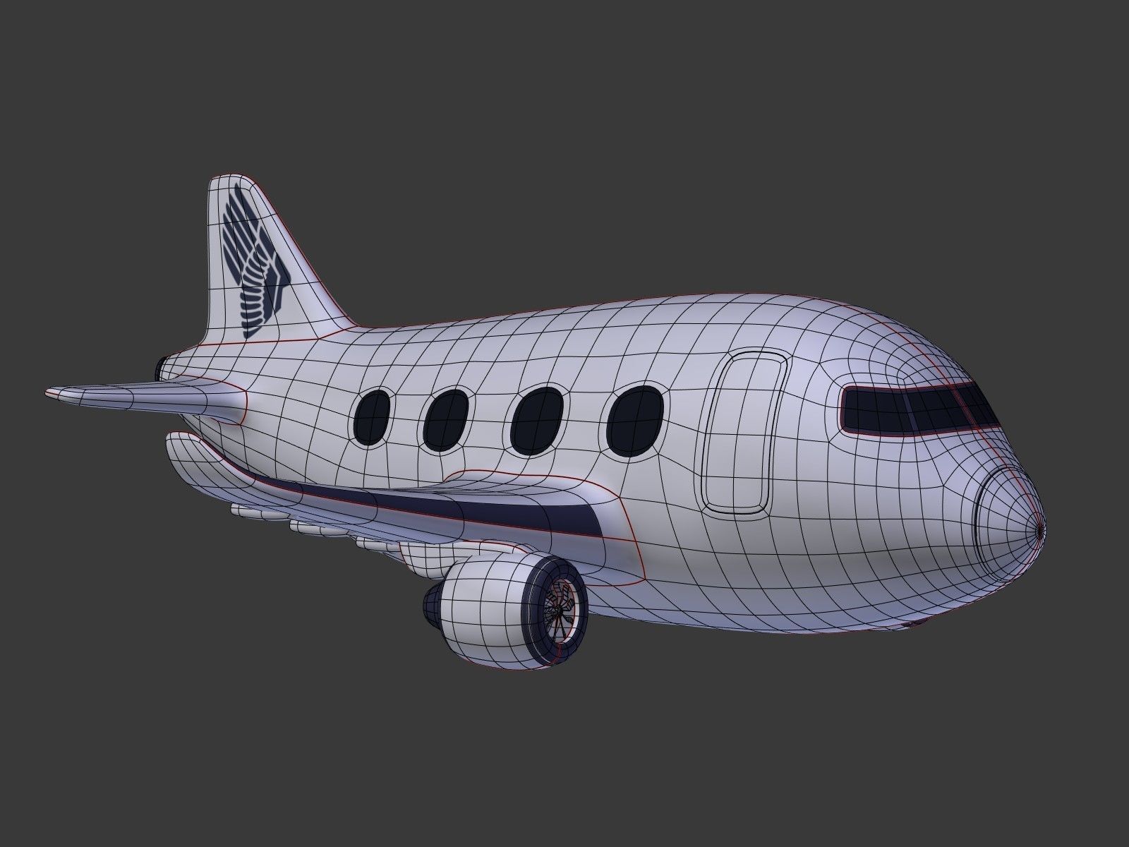 Cartoon Plane Low-poly 3D model_17