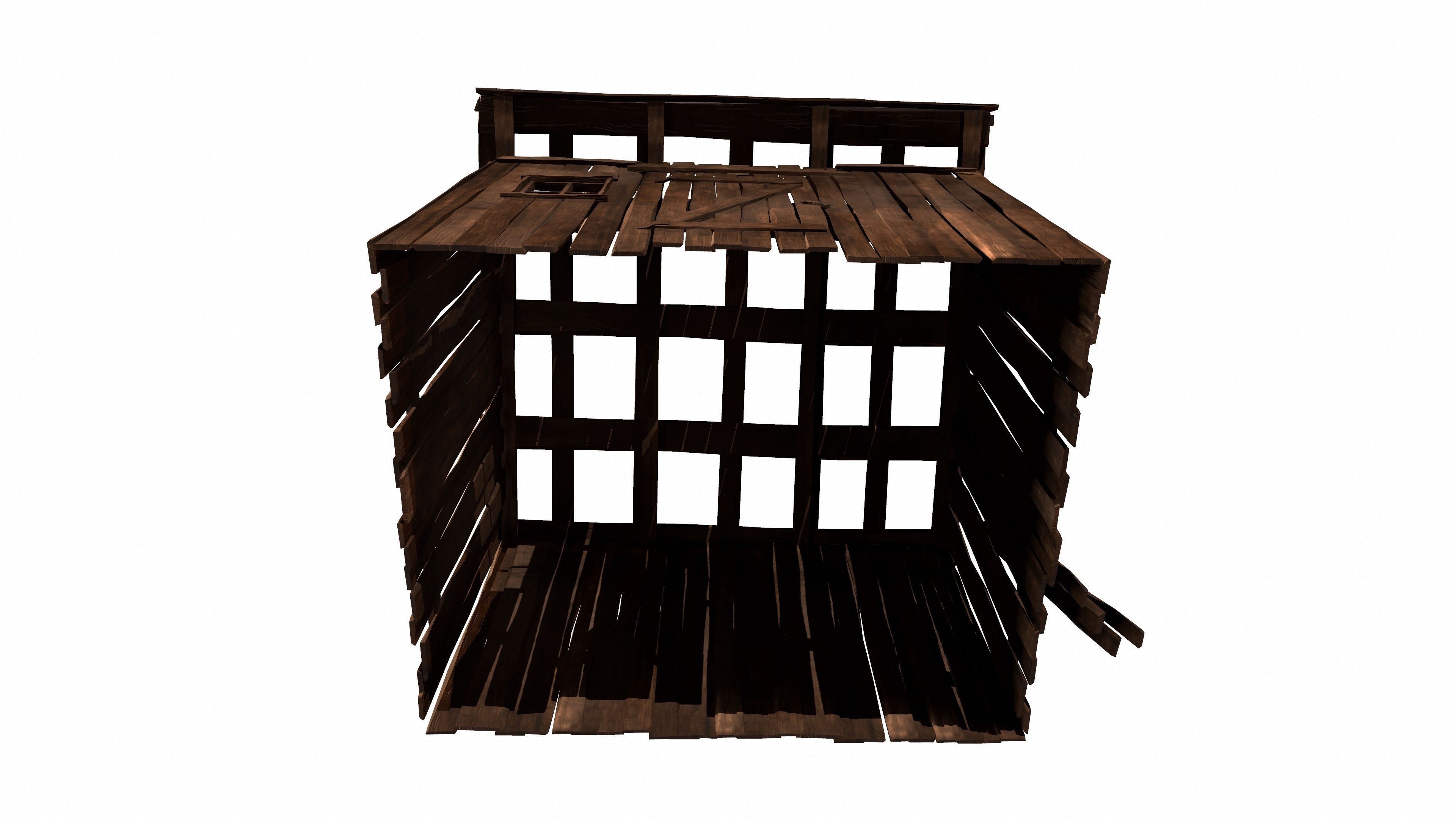 Old wooden shed Low-poly 3D model_23