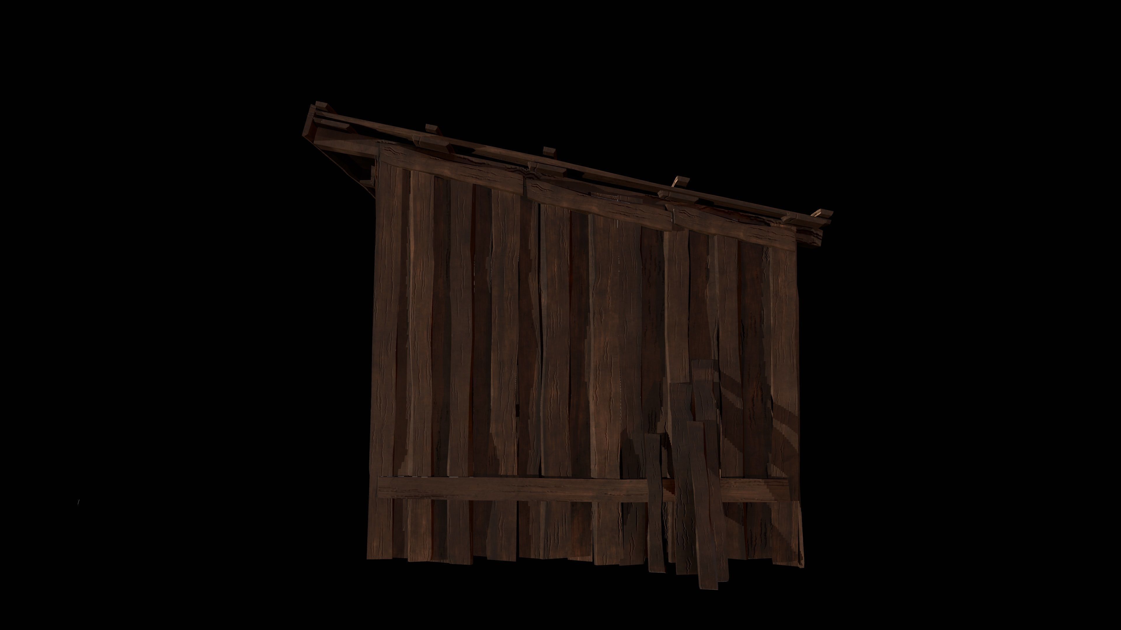 Old wooden shed Low-poly 3D model_21
