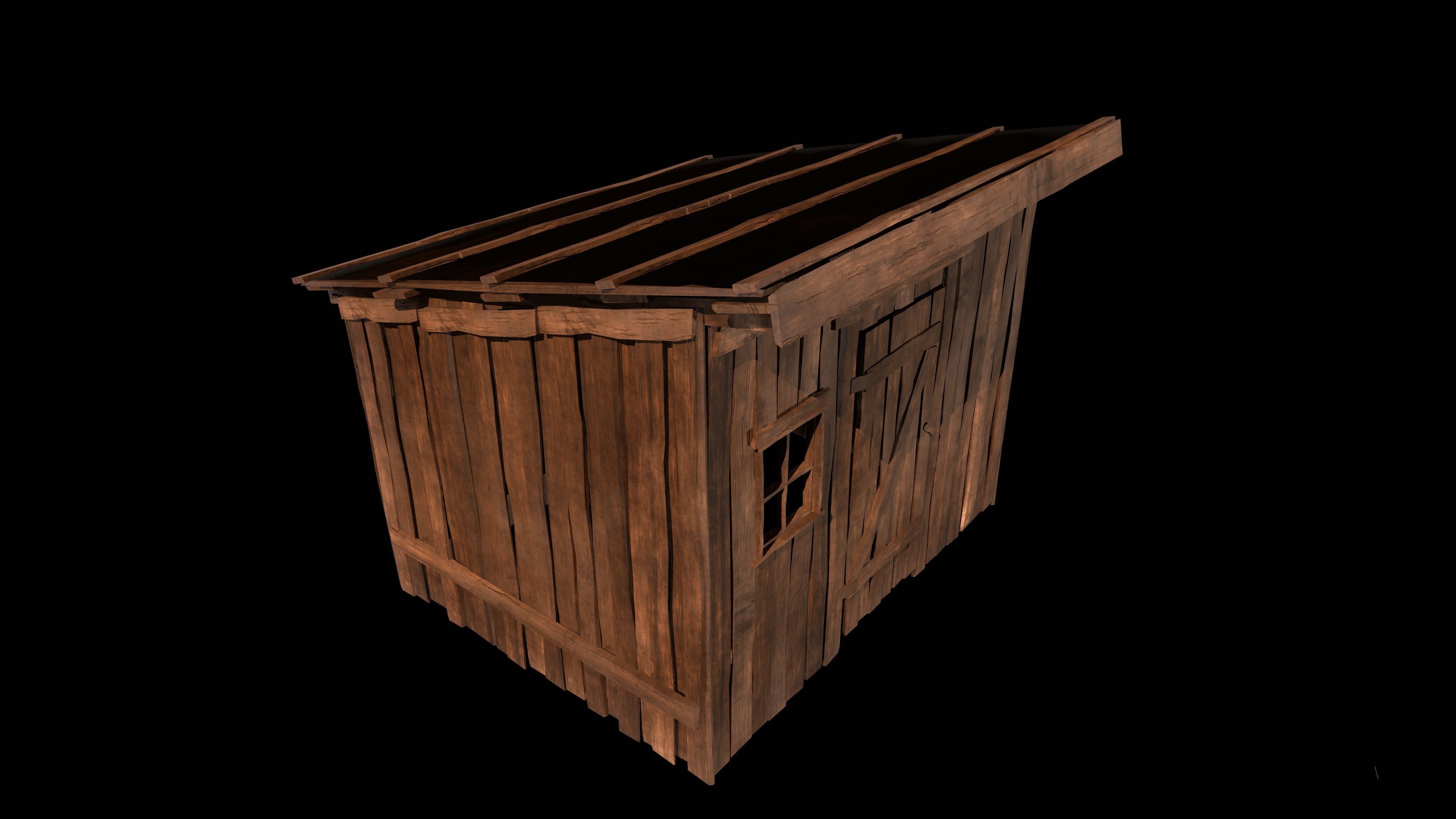 Old wooden shed Low-poly 3D model_15