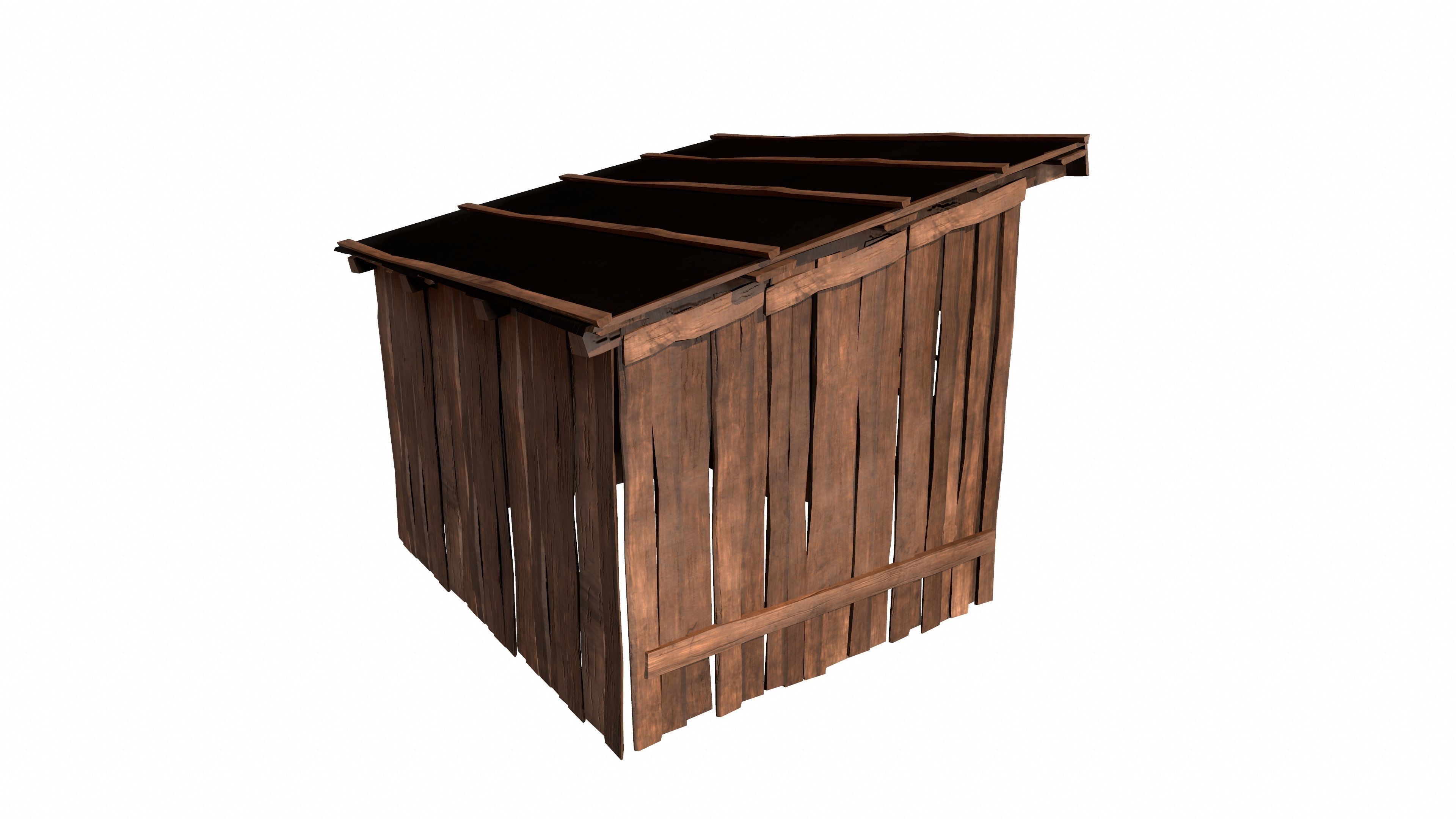 Old wooden shed Low-poly 3D model_24