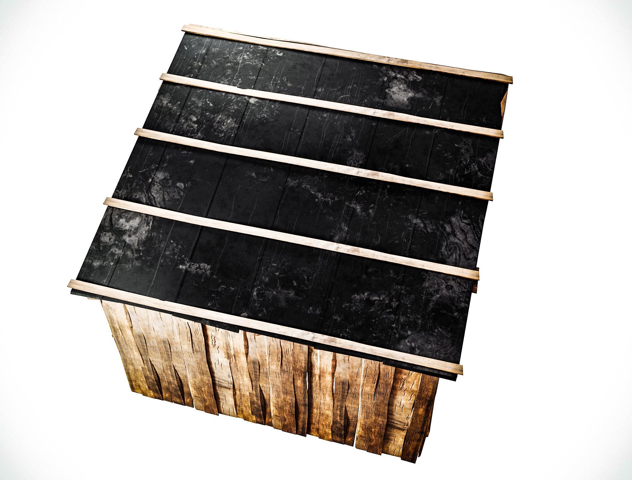 Old wooden shed Low-poly 3D model_14