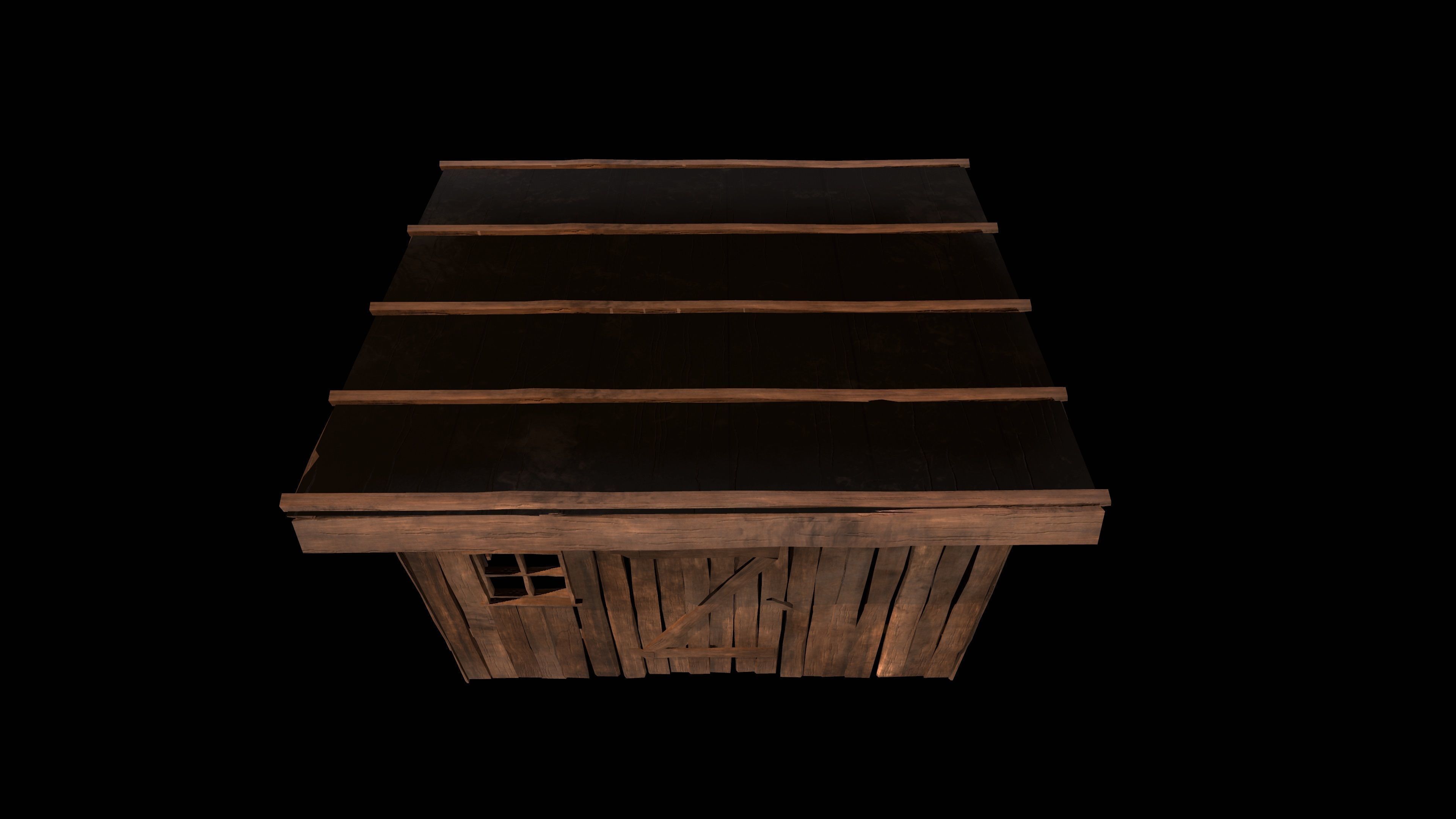 Old wooden shed Low-poly 3D model_16