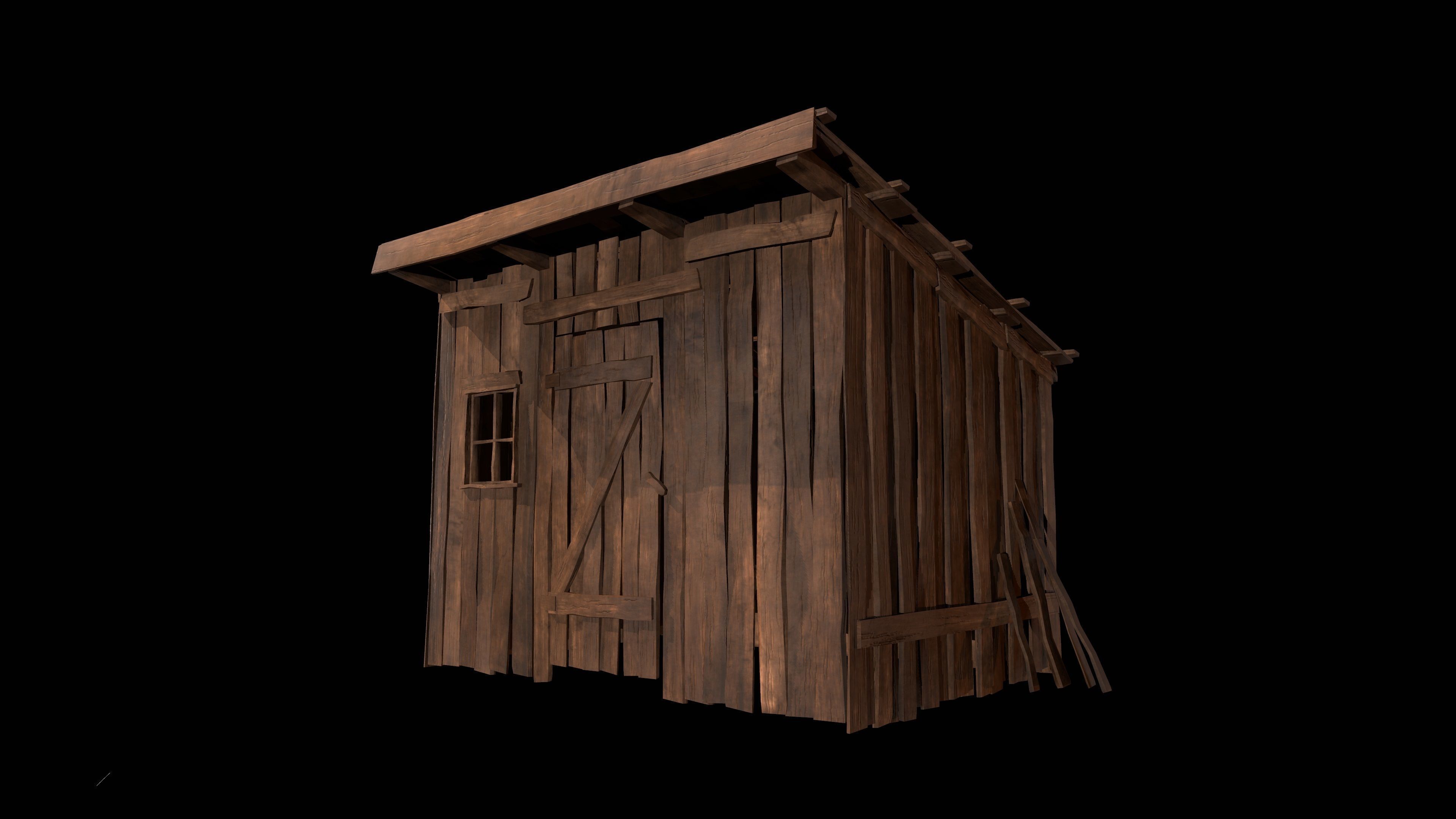 Old wooden shed Low-poly 3D model_20