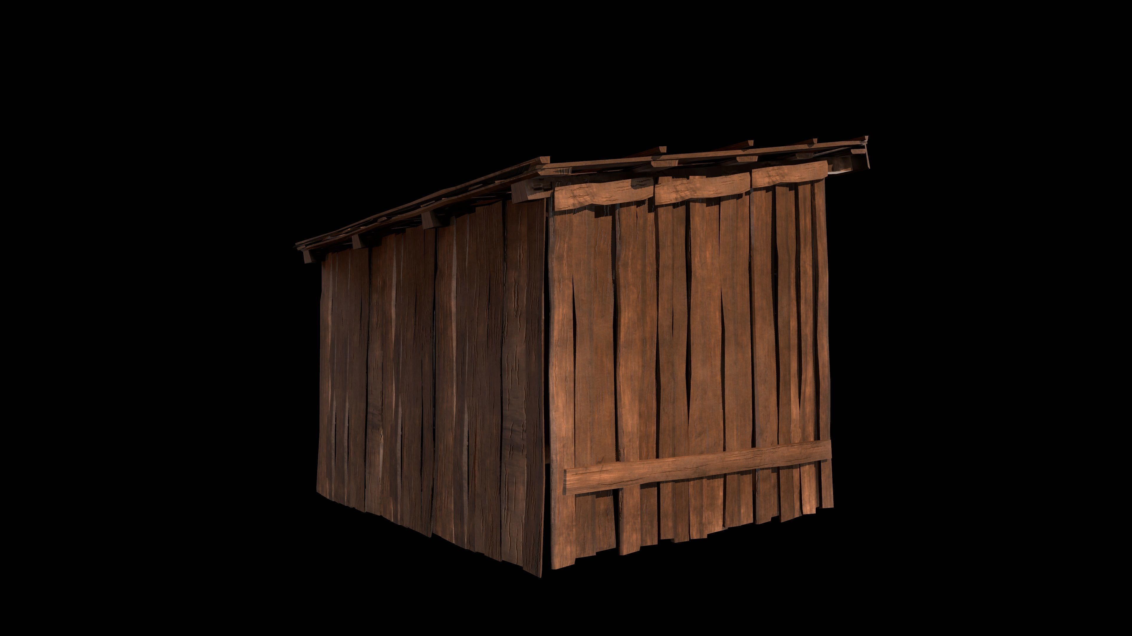 Old wooden shed Low-poly 3D model_19
