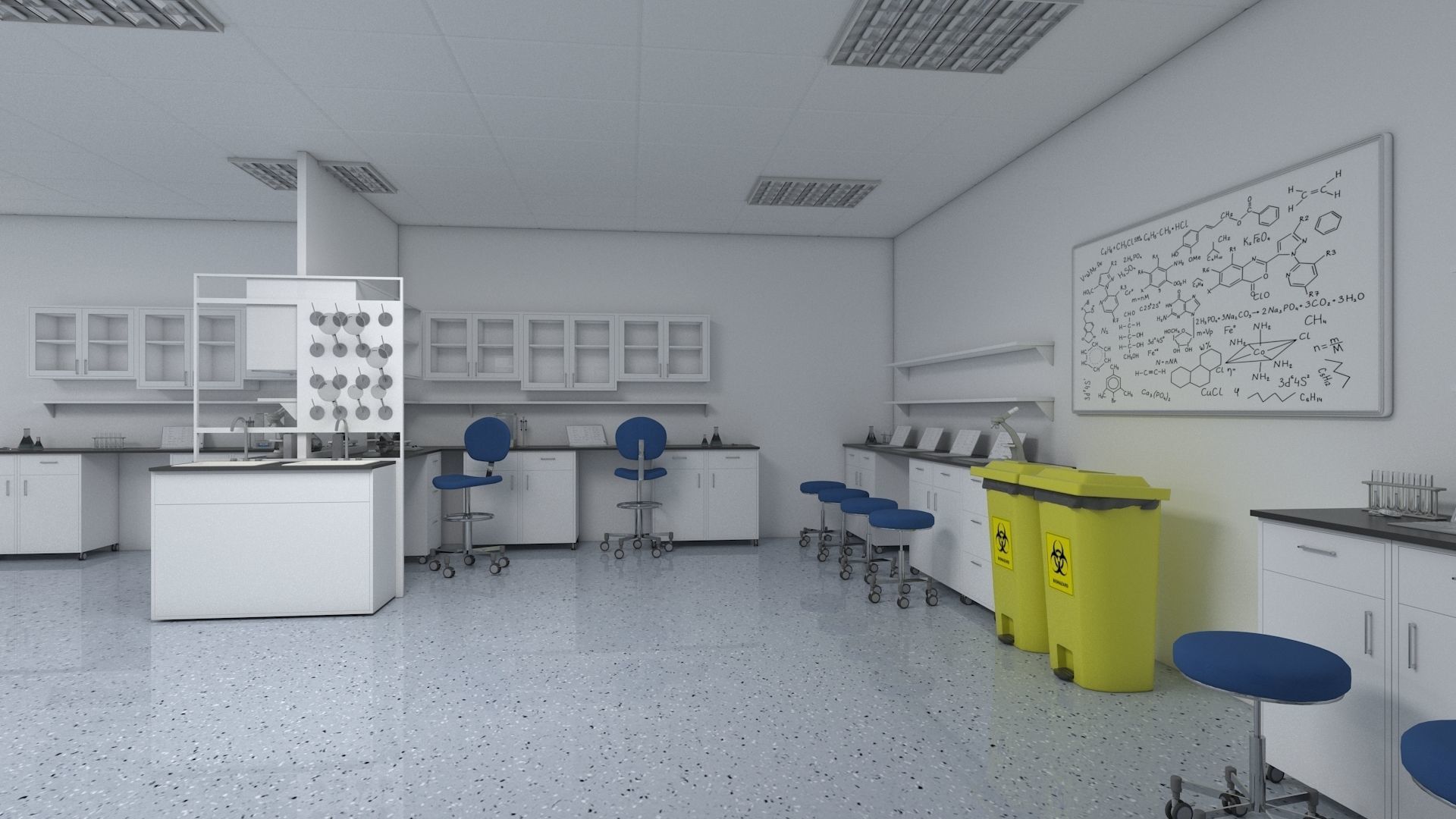 Laboratory 3D model with counter tops and chairs 3D model_13