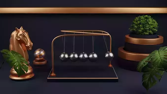 Newton Cradle - Pendulum 3D model 3D model